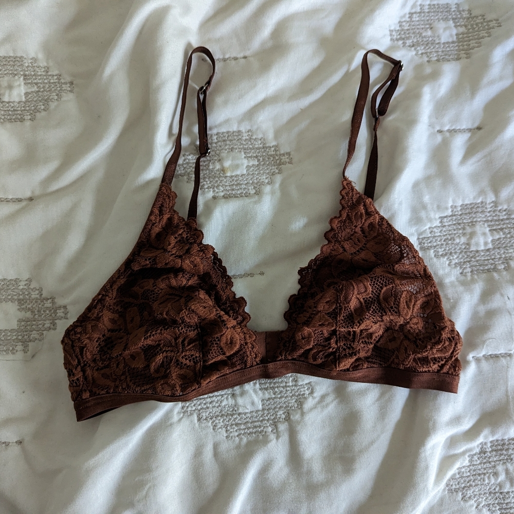 Fredericks Brown Lace Bralette Sz L